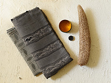 Block Printed Kota Cotton | Hand Embroidered Grey Saree