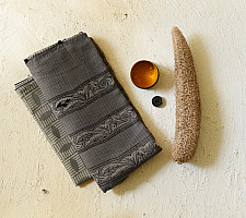 Block Printed Kota Cotton | Hand Embroidered Grey Saree