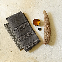 Block Printed Kota Cotton | Hand Embroidered Grey Saree