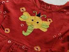 Little Karigari | Pure Cotton Embroidered - Red Frock for Girls
