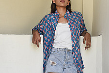 Sanganeri Shirt ✯ Pure Cotton - Block Printed Shirt ~ Roses