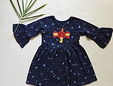 Little Karigari | Pure Cotton Embroidered - Indigo Frock