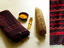 Block Printed Kota Cotton ✜ Embroidered Dupatta - Maroon ( Two Options )