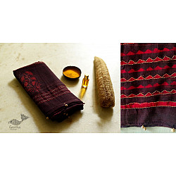 Block Printed Kota Cotton ✜ Embroidered Dupatta - Maroon ( Two Options )