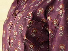 Sanganeri Shirt ✯ Pure Cotton - Block Printed Purple Shirt