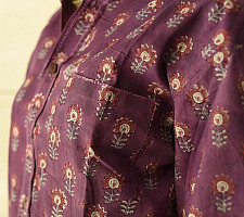 Sanganeri Shirt ✯ Pure Cotton - Block Printed Purple Shirt