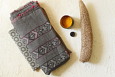 Block Printed Kota Cotton | Hand Embroidered Saree - Grey