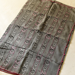 Block Printed Kota Cotton | Hand Embroidered Saree - Grey