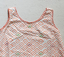 Little Karigari | Pure Cotton Embroidered - Orange Printed Frock 