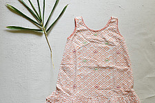 Little Karigari | Pure Cotton Embroidered - Orange Printed Frock 