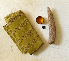 Block Printed Kota Cotton | Hand Embroidered Saree With Blouse Piece