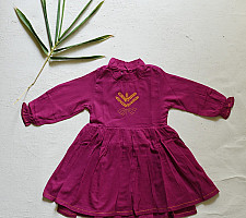 Little Karigari | Pure Cotton Embroidered - Mul Mul Double Layered Frock