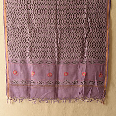 Block Printed Kota Cotton | Kota Doria Purple Dupatta 