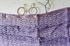 Block Printed Kota Cotton | Kota Doria Purple Dupatta 