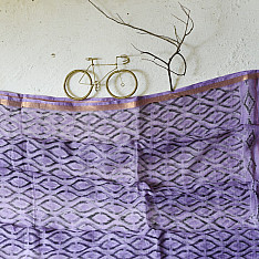 Block Printed Kota Cotton | Kota Doria Purple Dupatta 
