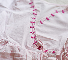 Little Karigari | Pure Cotton Embroidered - Light Pink Angarkha Style Frock