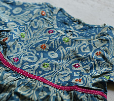 Little Karigari | Pure Cotton Embroidered - Blue frock for girl