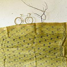 Block Printed Kota Cotton | Kota Doria Dupatta - Mustard Yellow
