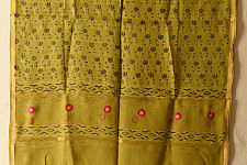 Block Printed Kota Cotton | Kota Doria Dupatta - Mustard Yellow