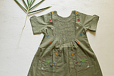 Little Karigari | Pure Cotton Embroidered - Pintucks frock for girl