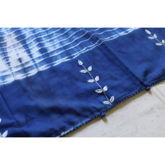 नखराली | Nakharali ✼ Embroidered Cotton Shibori Saree | 8