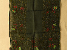 Block Printed Kota Cotton ✜ Embroidered Stole - Green