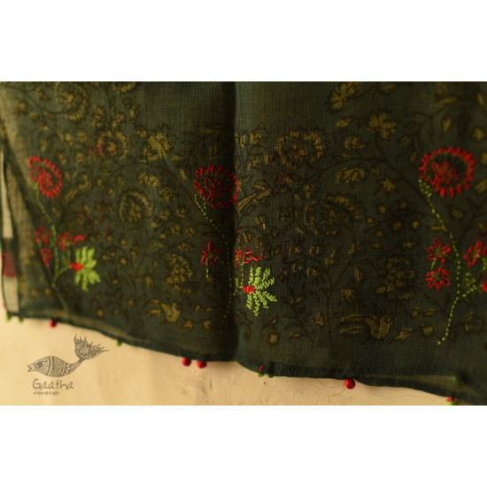 shop Block Printed Kota Cotton ✜ Embroidered Stole