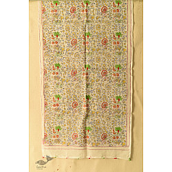 Block Printed Kota Cotton ✜ Embroidered Stole - Off White