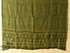 Block Printed Kota Cotton ✜ Embroidered Dupatta - Green