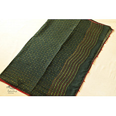 Block Printed Kota Cotton ✜ Embroidered Saree - Green