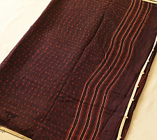 Block Printed Kota Cotton ✜ Embroidered Saree - Brown new