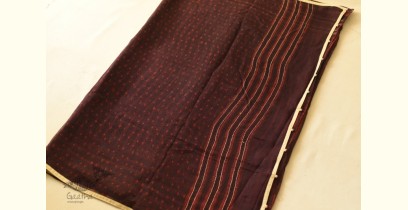 Block Printed Kota Cotton ✜ Embroidered Saree - Brown