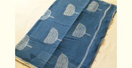 Block Printed Kota Cotton ✜ Embroidered Saree - Indigo Blue