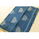 shop Block Printed Kota Cotton Embroidered Saree - Indigo Blue