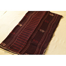 Block Printed Kota Cotton ✜ Embroidered Saree - Brown & Red