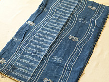 Block Printed Kota Cotton ✜ Embroidered Saree - Blue
