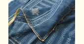 shop Block Printed Kota Cotton Embroidered Saree- Blue