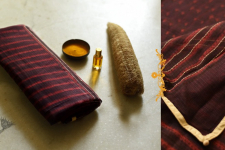 Block Printed Kota Cotton ✜ Embroidered Saree - Brown