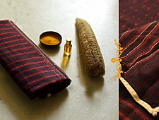 Block Printed Kota Cotton ✜ Embroidered Saree - Brown