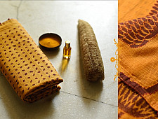 Block Printed Kota Cotton ✜ Embroidered Saree - Yellow