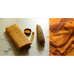 Block Printed Kota Cotton ✜ Embroidered Saree - Yellow