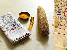 Block Printed Kota Cotton ✜ Embroidered Stole - Off White