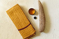 Block Printed Kota Cotton ✜ Embroidered Saree - Yellow new