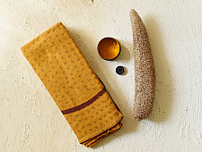 Block Printed Kota Cotton ✜ Embroidered Saree - Yellow new