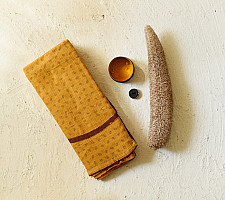 Block Printed Kota Cotton ✜ Embroidered Saree - Yellow new