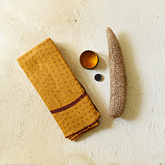 Block Printed Kota Cotton ✜ Embroidered Saree - Yellow new