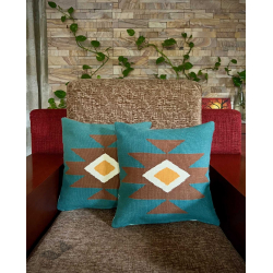 Bukhara Handwoven Cotton Cushion Cover ( Single Piece - 16" x 16")