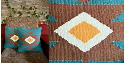 Bukhara Handwoven Cotton Cushion Cover ( Single Piece - 16" x 16")
