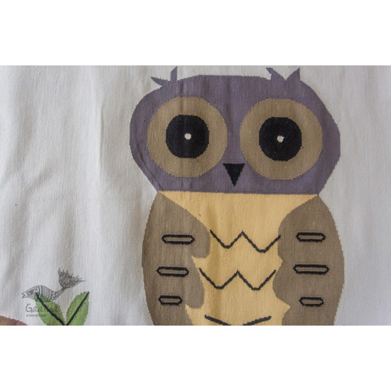 shop Owl Handwoven Cotton Punja Dhurrie