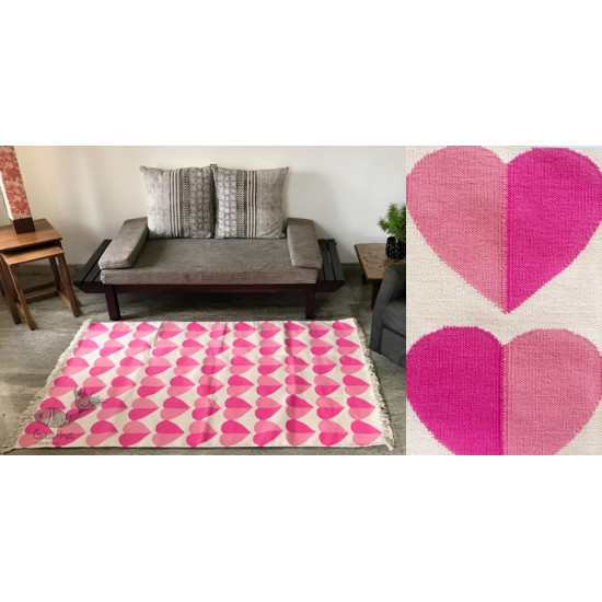 shop Hearts Handwoven Cotton Punja Dhurrie